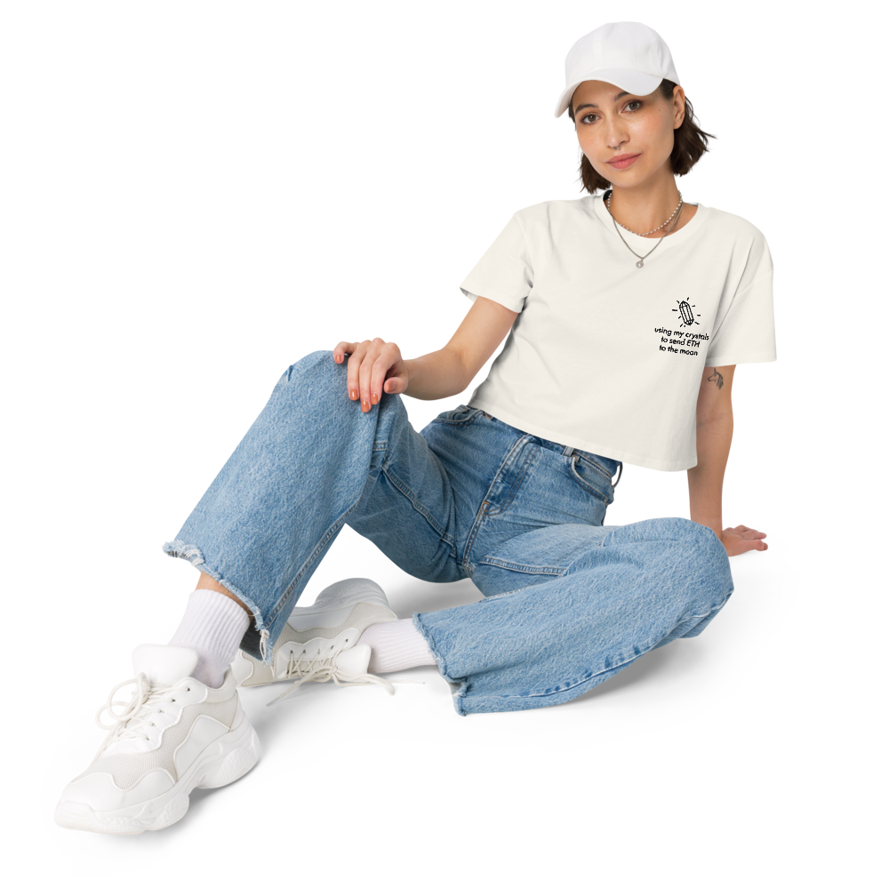 ETH TO THE MOON Embroidered Women’s Crop Top Shirt