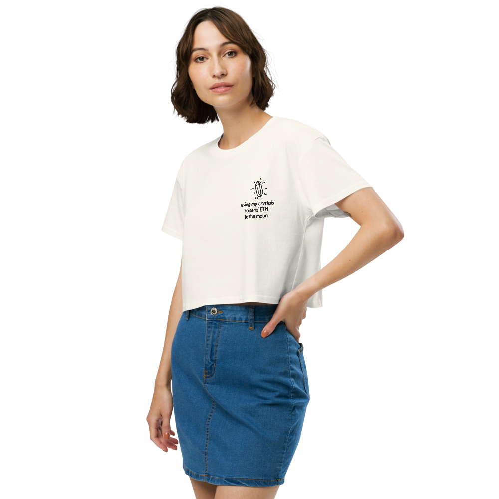 ETH TO THE MOON Embroidered Women’s Crop Top Shirt