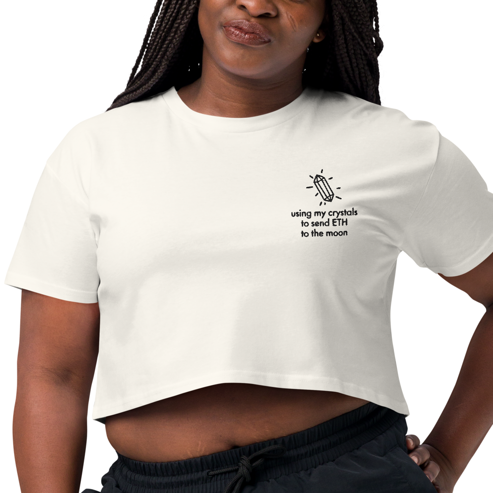 ETH TO THE MOON Embroidered Women’s Crop Top Shirt